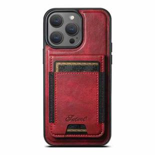 For iPhone 16 Pro Suteni H17 Oil Eax Leather MagSafe Detachable Wallet Phone Case(Red)