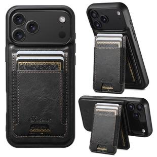 For iPhone 17 Pro Max Suteni H17 Oil Eax Leather MagSafe Detachable Wallet Phone Case(Black)