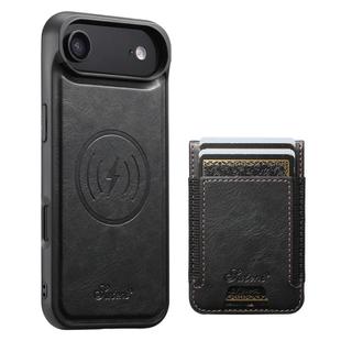 For iPhone 17 Air Suteni H17 Oil Eax Leather MagSafe Detachable Wallet Phone Case(Black)