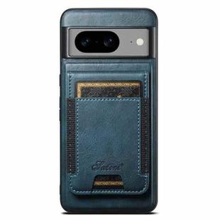 For Google Pixel 8 Pro Suteni H17 Oil Eax Leather MagSafe Detachable Wallet Phone Case(Blue)