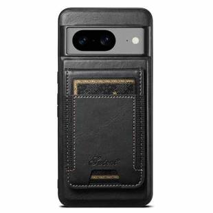 For Google Pixel 8 Suteni H17 Oil Eax Leather MagSafe Detachable Wallet Phone Case(Black)