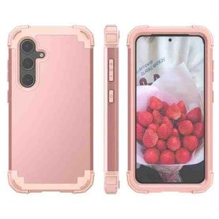 For Samsung Galaxy S24 5G 3 in 1 Silicone Hybrid PC Shockproof Phone Case(Rose Gold)