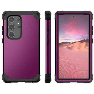 For Samsung Galaxy S24 Ultra 5G 3 in 1 Silicone Hybrid PC Shockproof Phone Case(Dark Purple)