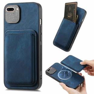 For iPhone 7 / 8 / SE 2022 Retro Leather Card Bag Magnetic Phone Case(Blue)