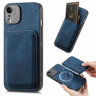 For iPhone XR Retro Leather Card Bag Magnetic Phone Case(Blue)