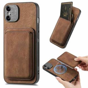 For iPhone XS Max Retro Leather Card Bag Magnetic Phone Case(Brown)