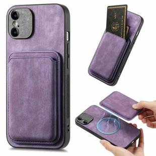 For iPhone XS Max Retro Leather Card Bag Magnetic Phone Case(Purple)