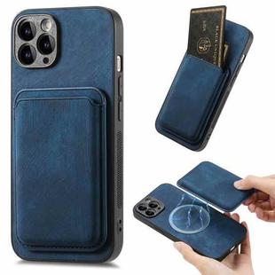 For iPhone 11 Pro Max Retro Leather Card Bag Magnetic Phone Case(Blue)