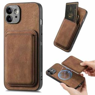 For iPhone 12 Retro Leather Card Bag Magnetic Phone Case(Brown)