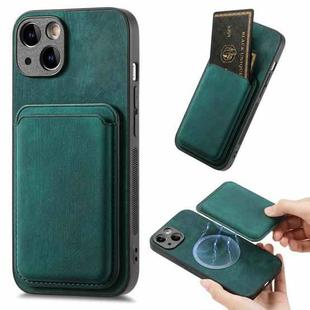 For iPhone 13 Retro Leather Card Bag Magnetic Phone Case(Green)