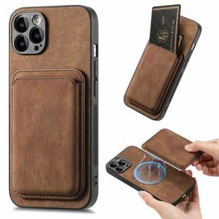 For iPhone 13 Pro Retro Leather Card Bag Magnetic Phone Case(Brown)