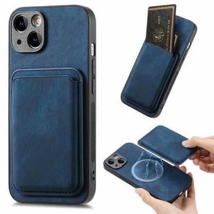 For iPhone 15 Plus Retro Leather Card Bag Magnetic Phone Case(Blue)