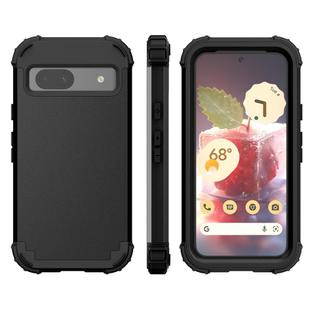 For Google Pixel 8a 3 in 1 Silicone Hybrid PC Shockproof Phone Case(Black)