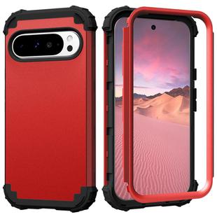 For Google Pixel 9 Pro XL 3 in 1 Silicone Hybrid PC Shockproof Phone Case(Red)