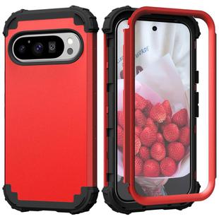 For Google Pixel 9 Pro 3 in 1 Silicone Hybrid PC Shockproof Phone Case(Red)