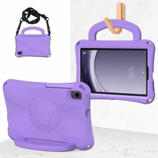 For Samsung Galaxy Tab A9 8.7 SM-X110/X115 Handle Football Shaped EVA Shockproof Tablet Case(Light Purple)