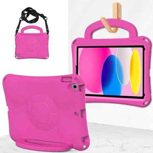 For iPad 10.2 2019/2021/2022 Handle Football Shaped EVA Shockproof Tablet Case(Rose Red)