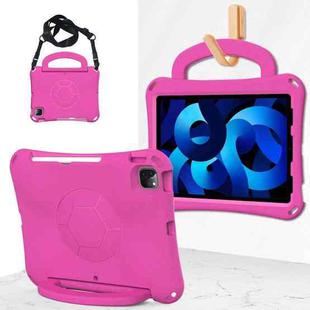 For iPad Air 10.9 2022 / 2020 Handle Football Shaped EVA Shockproof Tablet Case(Rose Red)