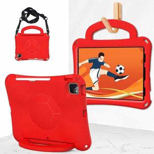 For iPad Pro 11 2024 Handle Football Shaped EVA Shockproof Tablet Case(Red)