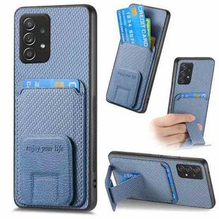 For Samsung Galaxy A32 5G Carbon Fiber Card Bag Fold Stand Phone Case(Blue)