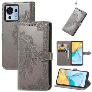 For ZTE Blade V50 Vita Mandala Flower Embossed Leather Phone Case(Grey)