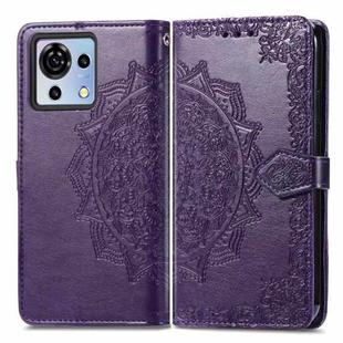 For ZTE Blade V50 Vita Mandala Flower Embossed Leather Phone Case(Purple)