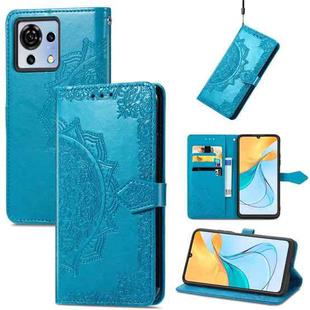 For ZTE Blade V50 Vita Mandala Flower Embossed Leather Phone Case(Blue)