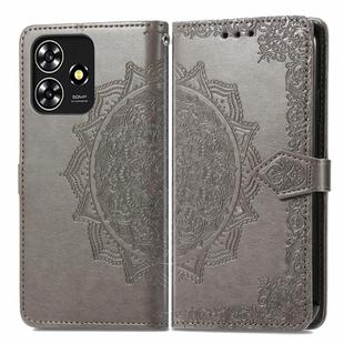 For ZTE Blade A73 4G Mandala Flower Embossed Leather Phone Case(Grey)