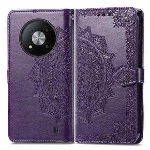 For ZTE Blade A73 5G Mandala Flower Embossed Leather Phone Case(Purple)