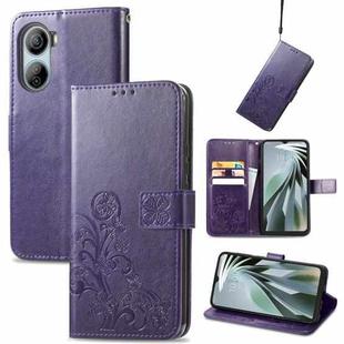 For ZTE Libero 5G IV Four-leaf Clasp Embossed Leather Phone Case(Purple)