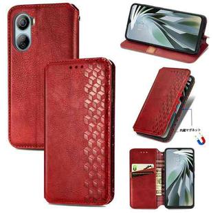 For ZTE Libero 5G IV Cubic Grid Pressed Magnetic Leather Phone Case(Red)