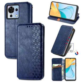 For ZTE Blade V50 Vita Cubic Grid Pressed Magnetic Leather Phone Case(Blue)