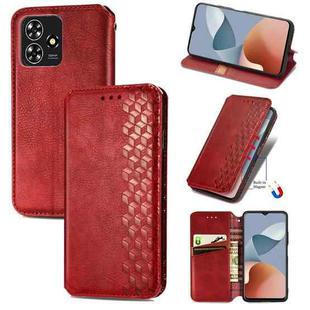 For ZTE Blade A73 4G Cubic Grid Pressed Magnetic Leather Phone Case(Red)