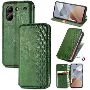 For ZTE Blade A54 Cubic Grid Pressed Magnetic Leather Phone Case(Green)