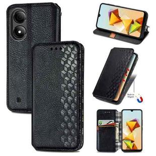 For ZTE Blade A33S Cubic Grid Pressed Magnetic Leather Phone Case(Black)