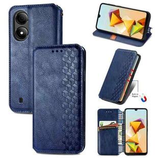 For ZTE Blade A33S Cubic Grid Pressed Magnetic Leather Phone Case(Blue)