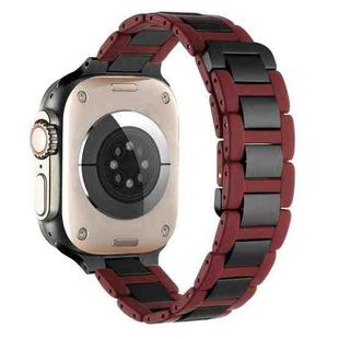 For Apple Watch SE 2023 44mm Rubber Stainless Steel Magnetic Watch Band(Wine+Black)