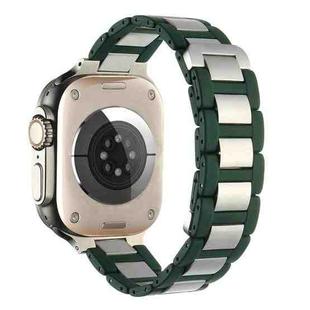 For Apple Watch SE 2022 40mm Rubber Stainless Steel Magnetic Watch Band(Green+Silver)