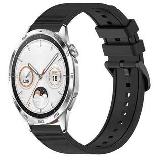 For Huawei Watch GT4 46mm 22mm Textured Silicone Solid Color Watch Band(Black)