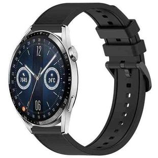 For Huawei Watch GT3 46mm 22mm Textured Silicone Solid Color Watch Band(Black)