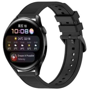 For Huawei Watch 3 22mm Textured Silicone Solid Color Watch Band(Black)