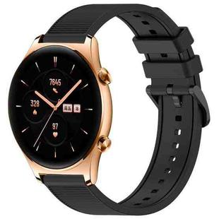 For Honor Watch GS 3 22mm Textured Silicone Solid Color Watch Band(Black)