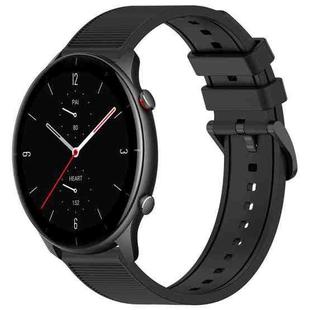 For Amazfit GTR 2e 22mm Textured Silicone Solid Color Watch Band(Black)