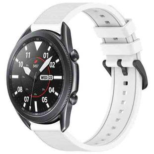 For Samsung Galaxy Watch3 45mm 22mm Textured Silicone Solid Color Watch Band(White)