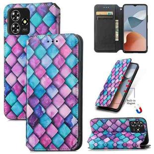For ZTE Blade A73 5G CaseNeo Colorful Magnetic Leather Phone Case(Purple Scales)