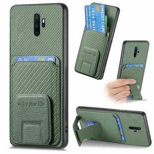 For OPPO A9 2020 / A5 2020 Carbon Fiber Card Bag Fold Stand Phone Case(Green)