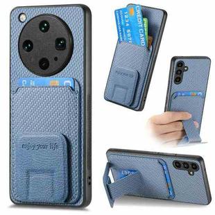 For OPPO Find X8 Ultra Carbon Fiber Card Bag Fold Stand Phone Case(Blue)