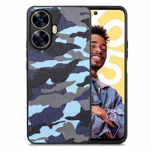 For Realme C55 Retro Camouflage Leather Back Phone Case(Blue)