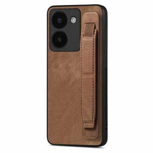 For vivo Y78 Retro Wristband Holder Leather Back Phone Case(Brown)