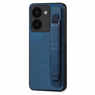 For vivo Y78 Retro Wristband Holder Leather Back Phone Case(Blue)